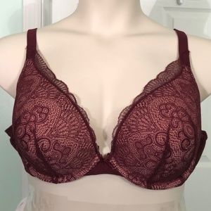 Cacique Maroon Lace Plunge 44C Bra